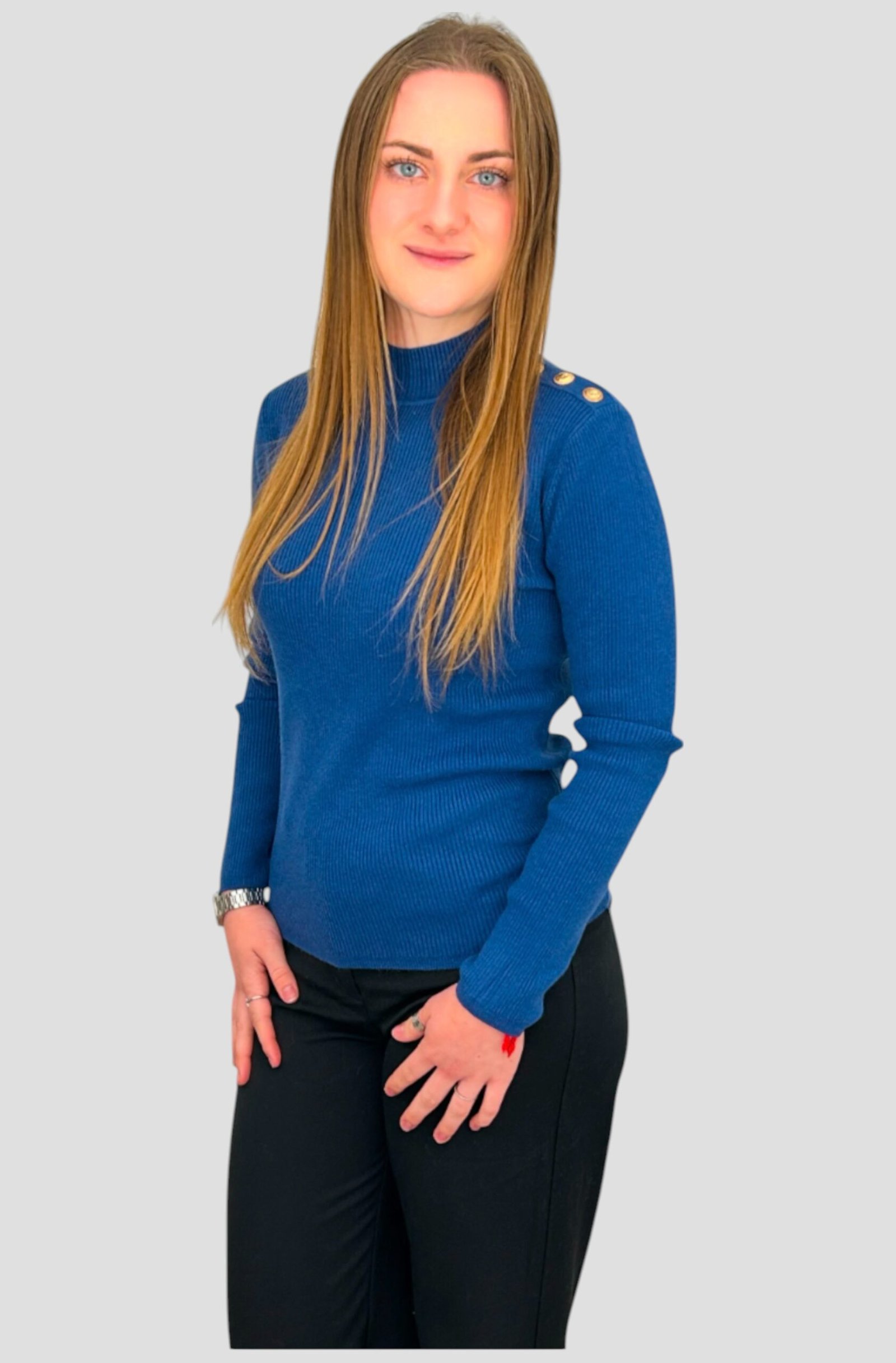 PULL COL HAUT BOUTONS femme