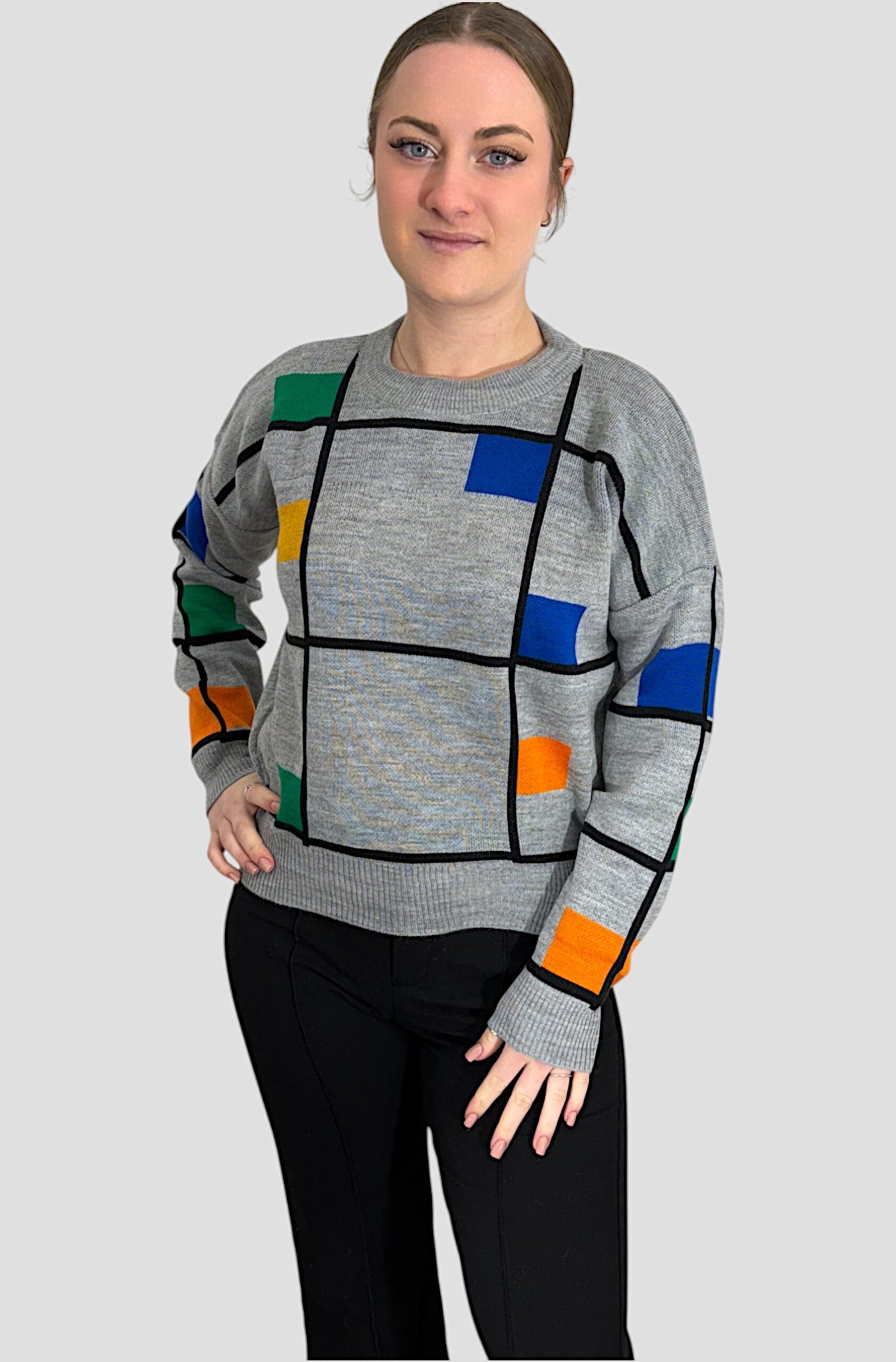 Pull à carreaux colorés