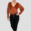 Haut velours Col V femme