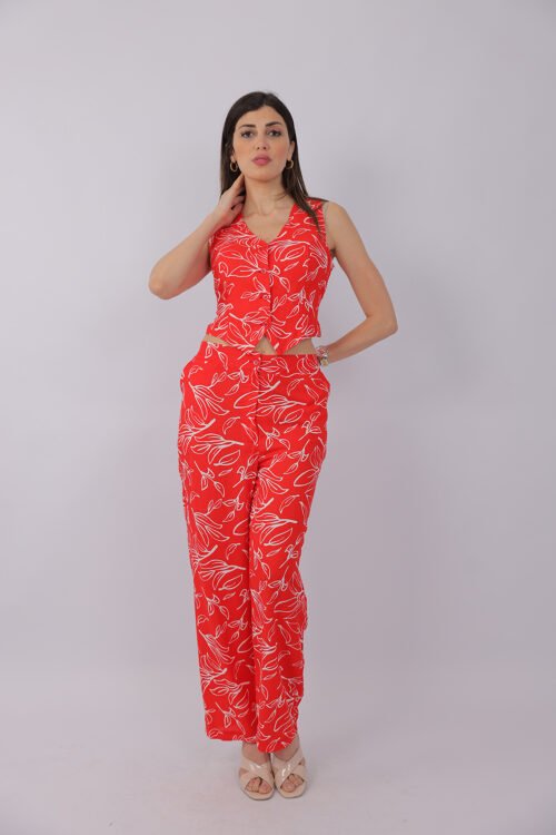 Ensemble Pantalon Fleuri Élégant