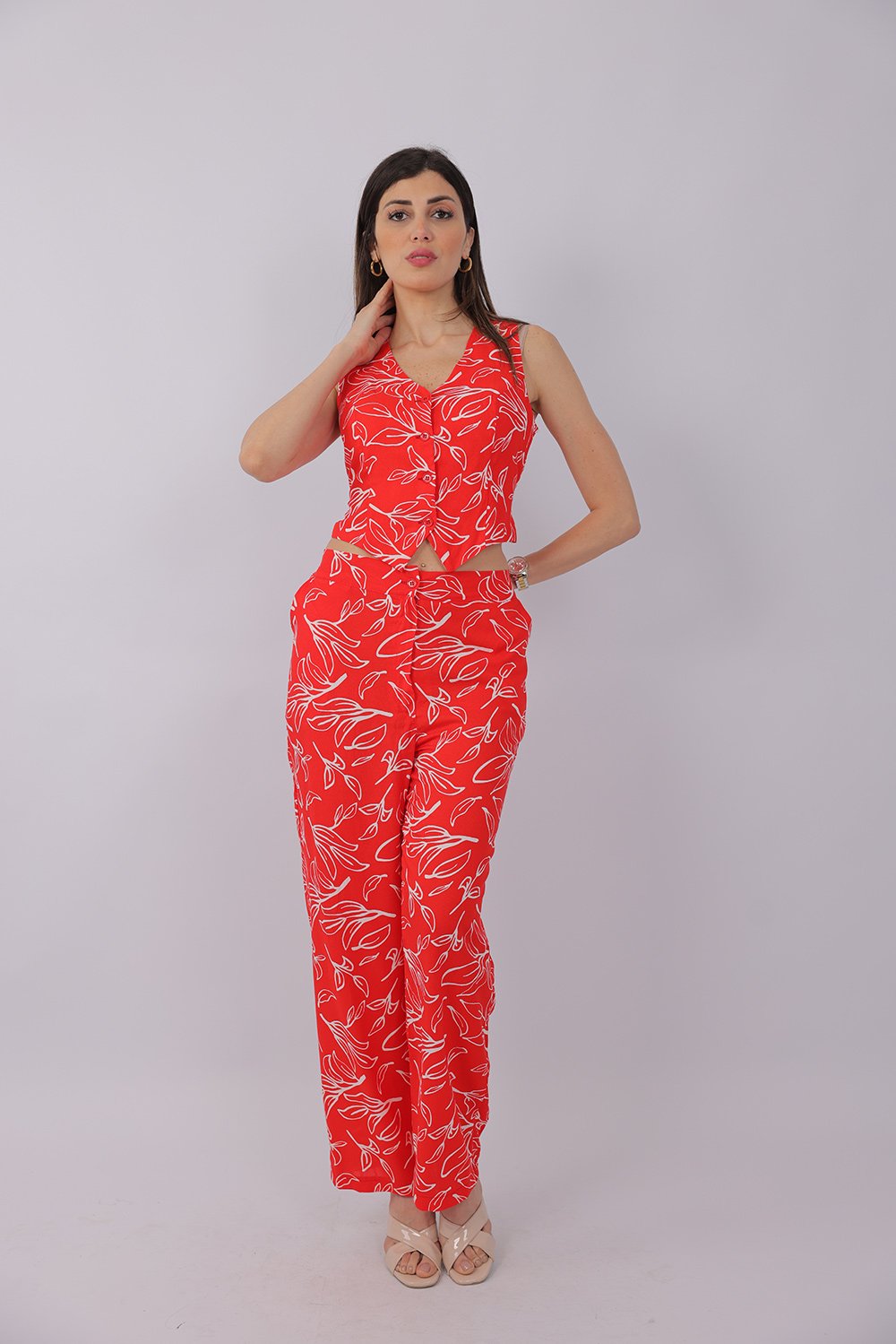 Ensemble Pantalon Fleuri Élégant